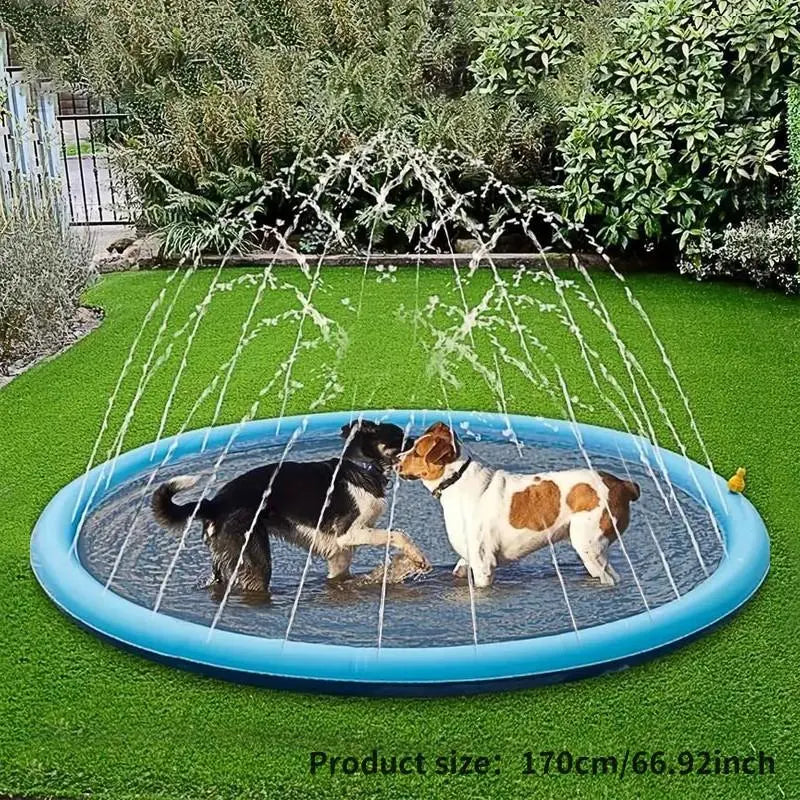 Portable Outdoor Pet Water Sprinkler and Bathing Pad for Dogs, Non-Slip Inflatable Shower Soaker for Daily Use