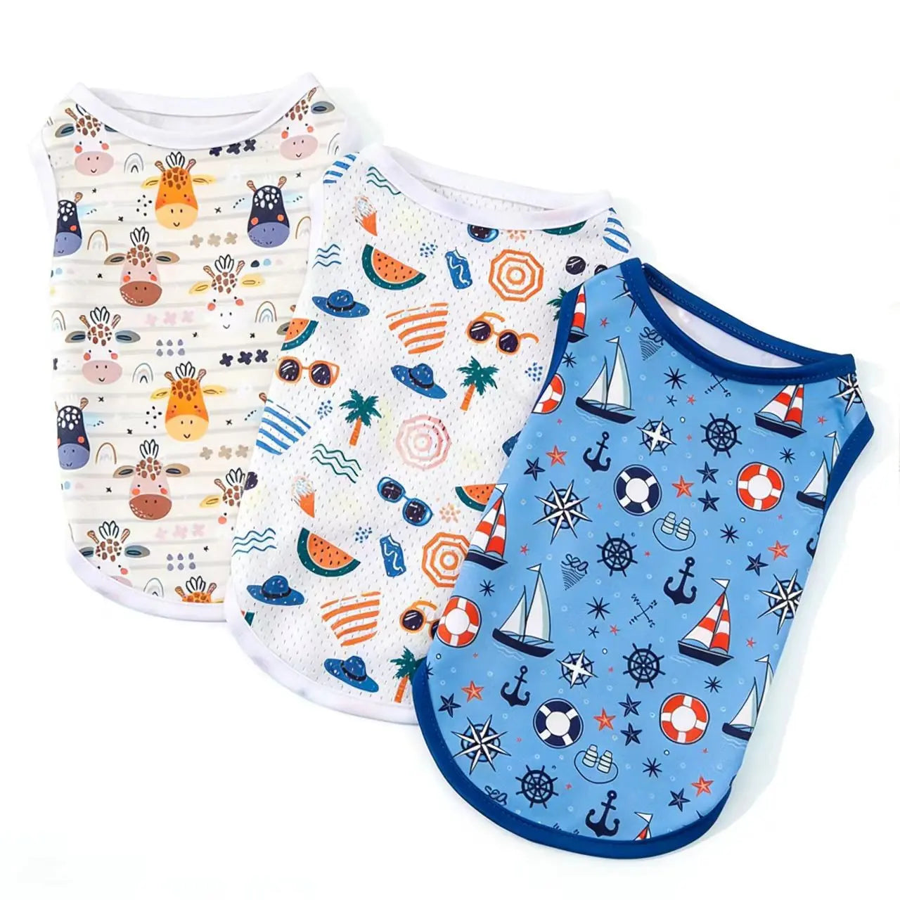 3-Piece Summer Vest Set for Pets, Lightweight and Breathable Cat & Dog T-Shirts, Ideal for Walking, Photography, and Home Use