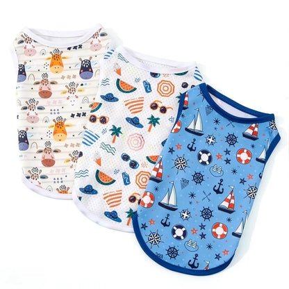 3-Piece Summer Vest Set for Pets, Lightweight and Breathable Cat & Dog T-Shirts, Ideal for Walking, Photography, and Home Use