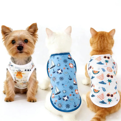 3-Piece Summer Vest Set for Pets, Lightweight and Breathable Cat & Dog T-Shirts, Ideal for Walking, Photography, and Home Use